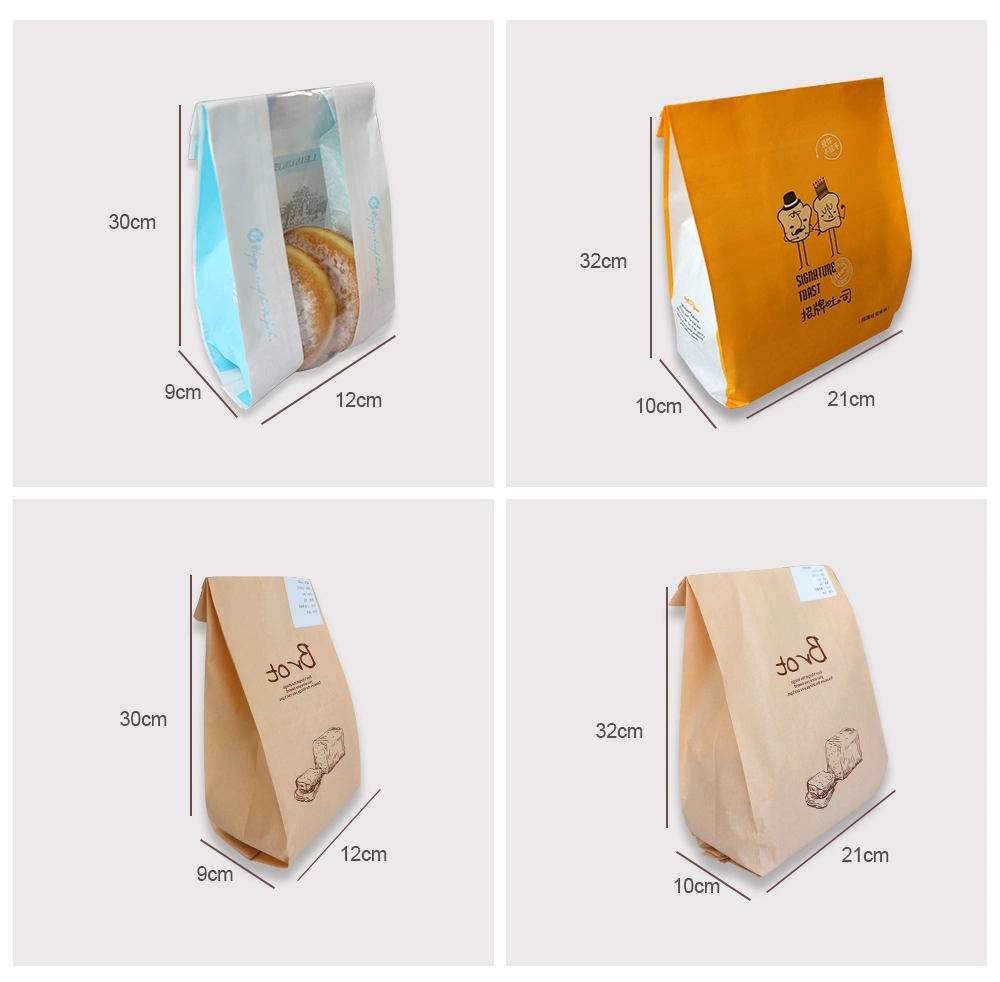 Wholesale Custom Disposal Natural Kraft Paper Confectionery Greaseproof Window Product Candy Bread Bag